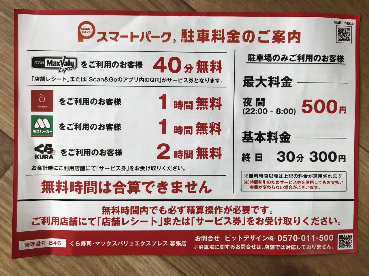 マックスバリュの駐車場の案内